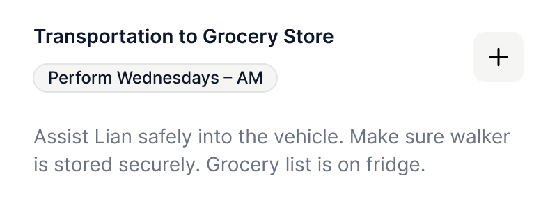 Grocery store care task